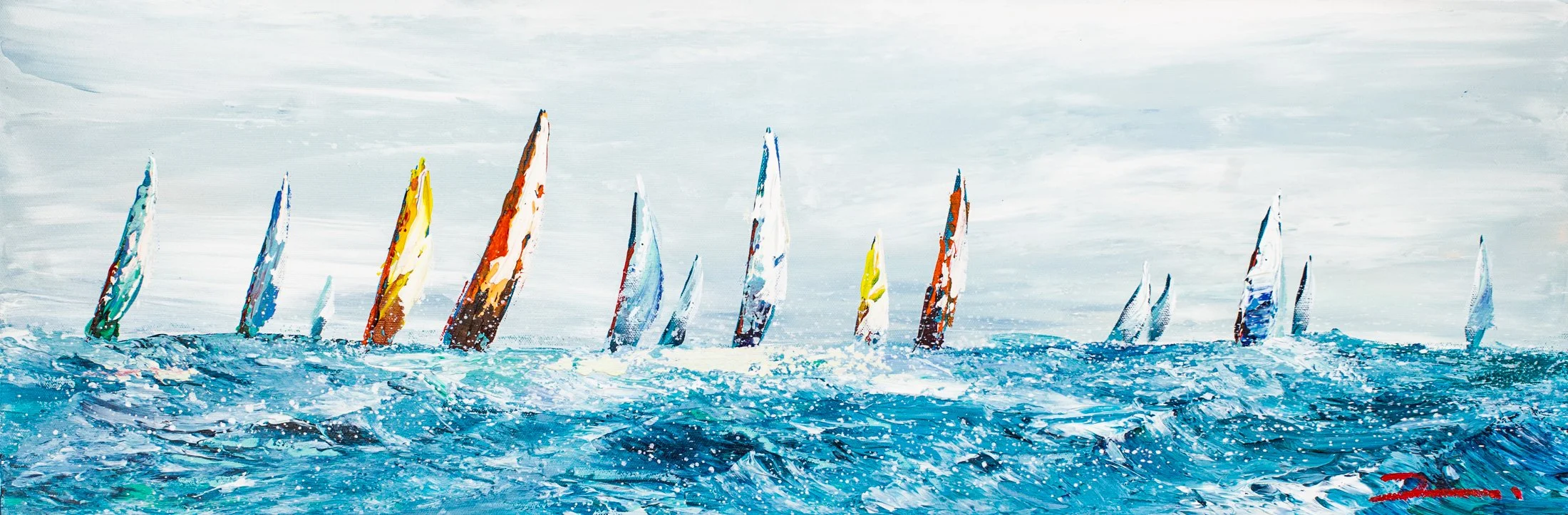 Florida Sunfish Regatta is an Original Acrylic Painting on Canvas